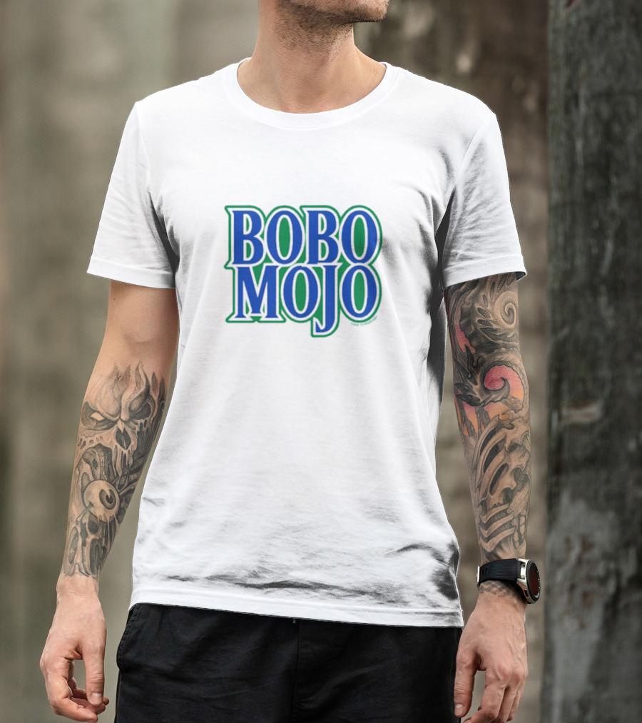 BOBO MOJO Bold Blue And Green Block Letters T-Shirt