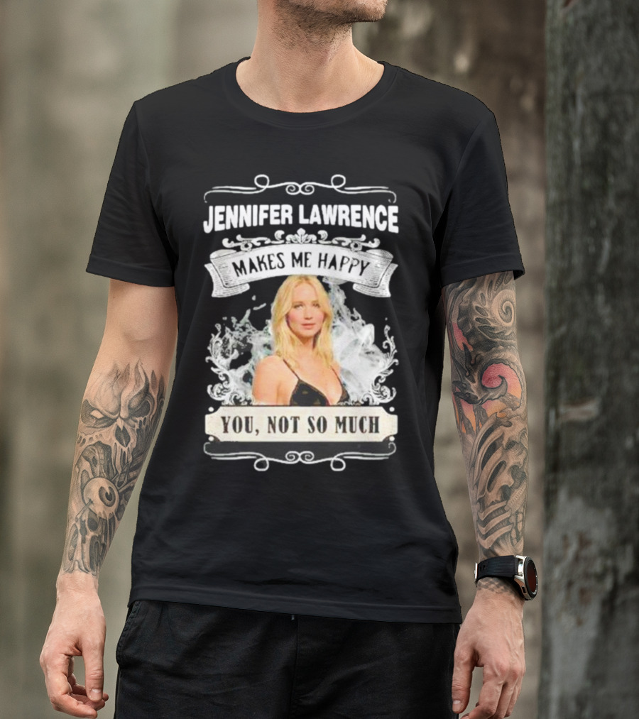 Jennifer Lawrence Makes Me Happy You Not So Much Cloud Motif T-Shirt