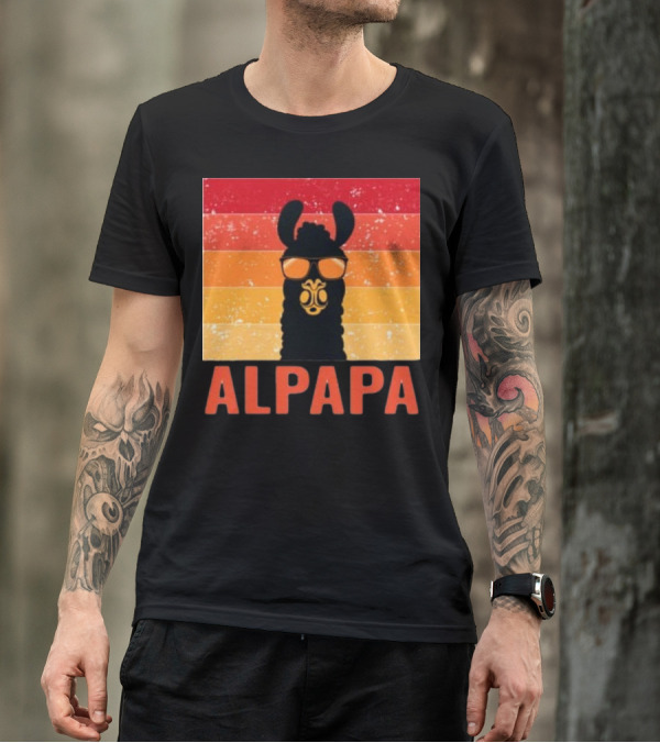 Alpapa Llamafathers Day Vintage Groovy T-Shirt