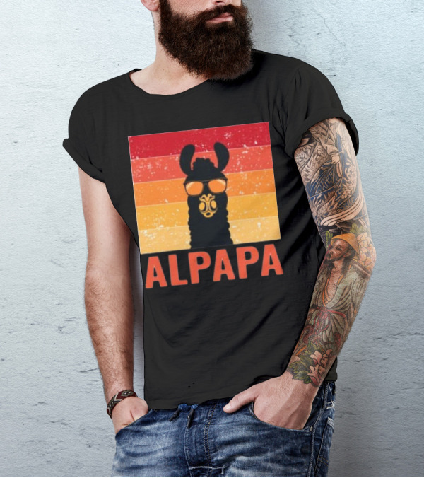 Alpapa Llamafathers Day Vintage Groovy T-Shirt
