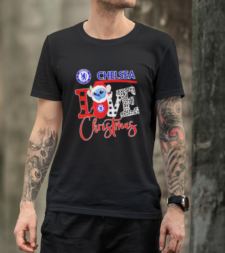 Chelsea Football Club Stitch Love Christmas T-Shirt