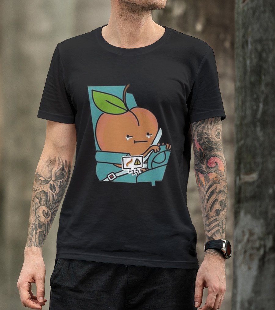 Peach Driving With Tears Fastened In Seatbelt Warning Signal T-Shirt