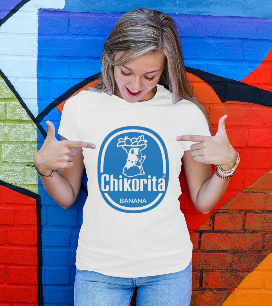 Chikorita Banana Crossover Logo Black And Blue T-Shirt