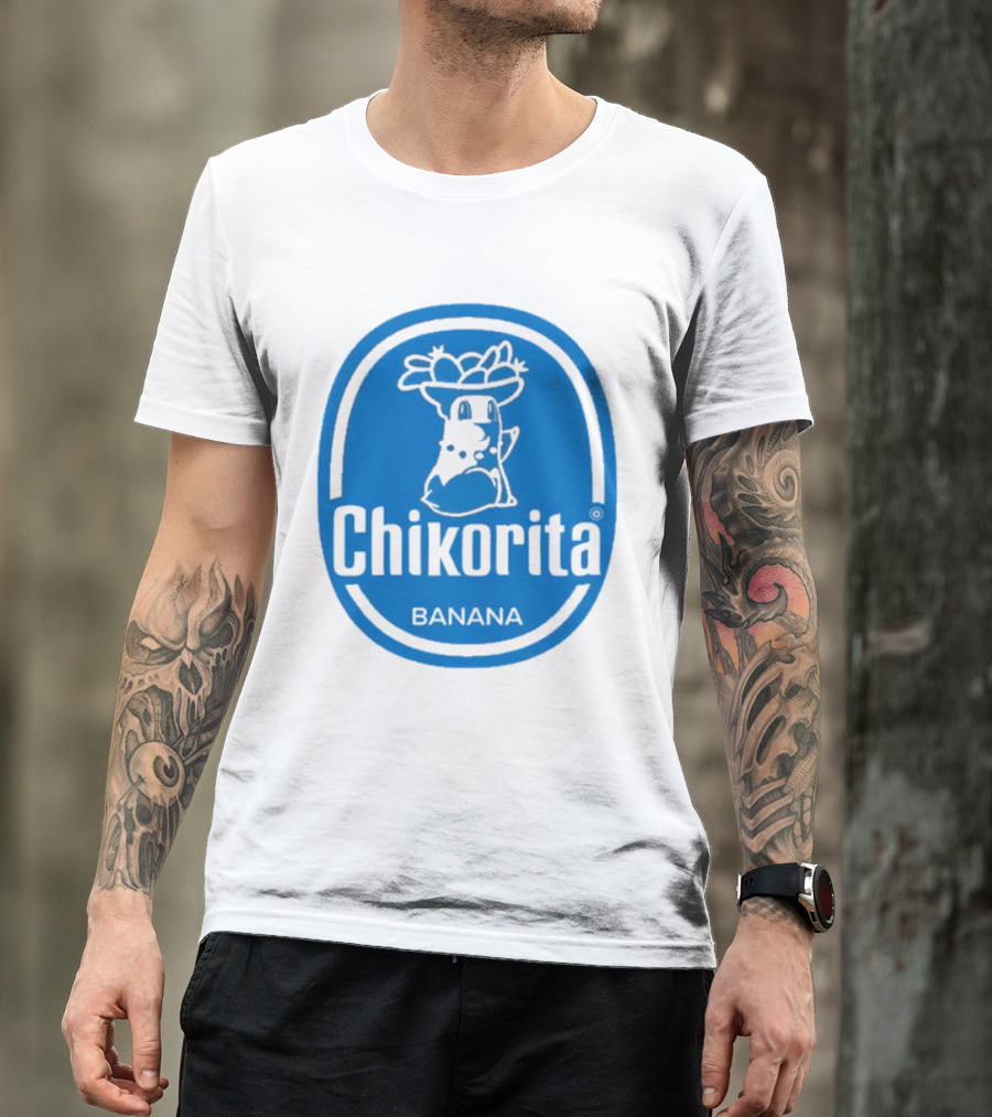 Chikorita Banana Crossover Logo Black And Blue T-Shirt