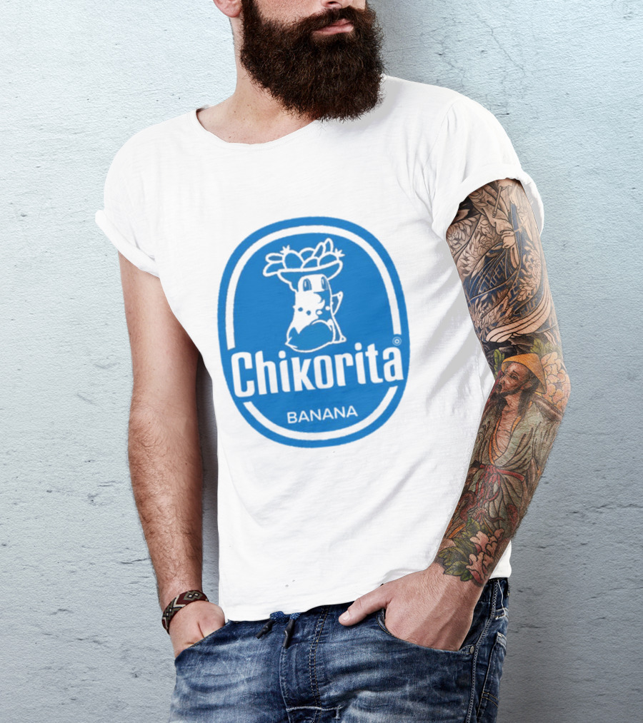 Chikorita Banana Crossover Logo Black And Blue T-Shirt