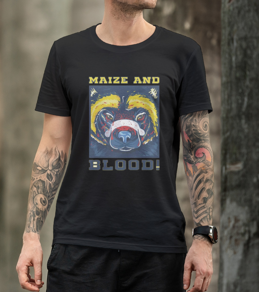 Michigan Wolverines Maize And Blood Wolverine Face T-Shirt