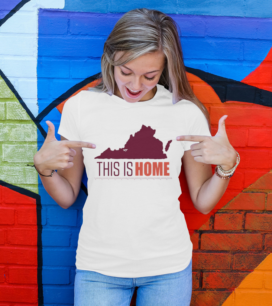 Virginia Tech Football This Is Home Virginia Map T-Shirt