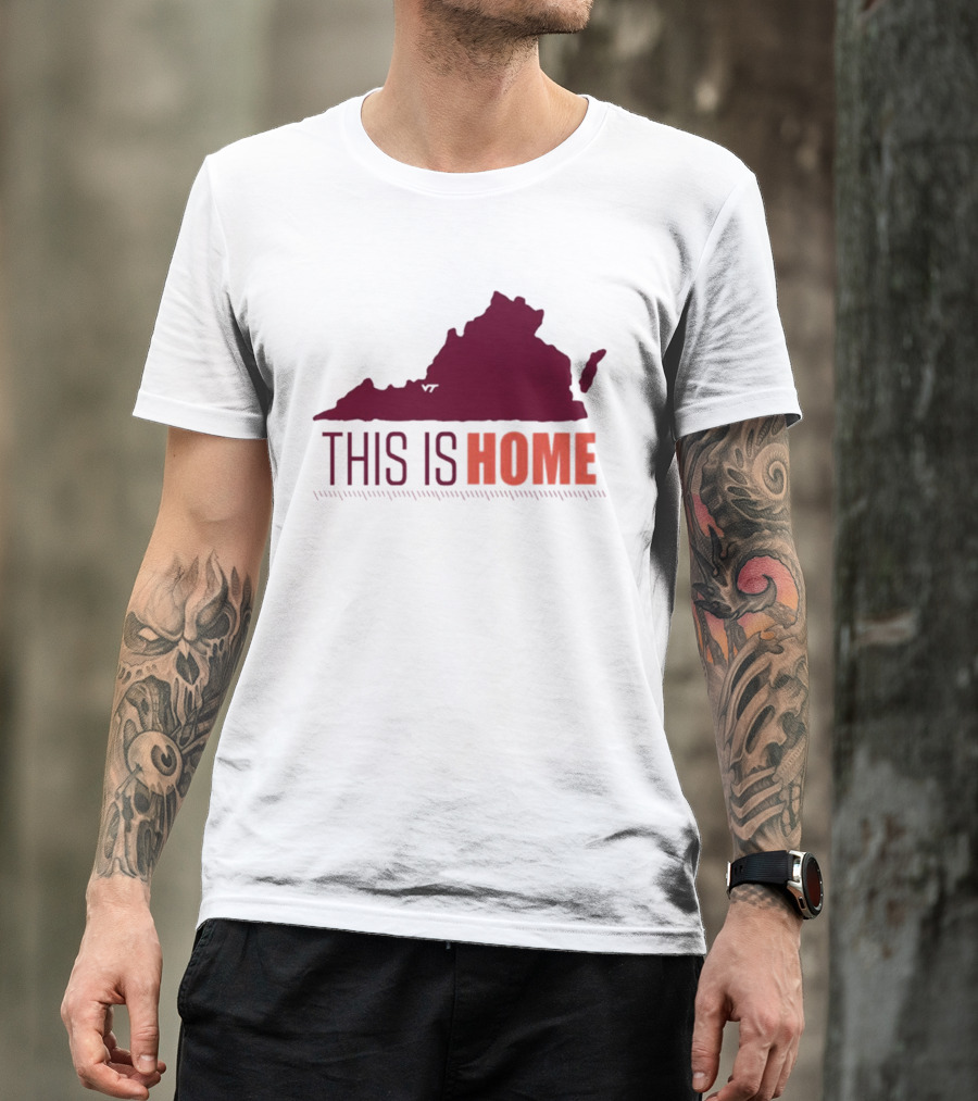Virginia Tech Football This Is Home Virginia Map T-Shirt
