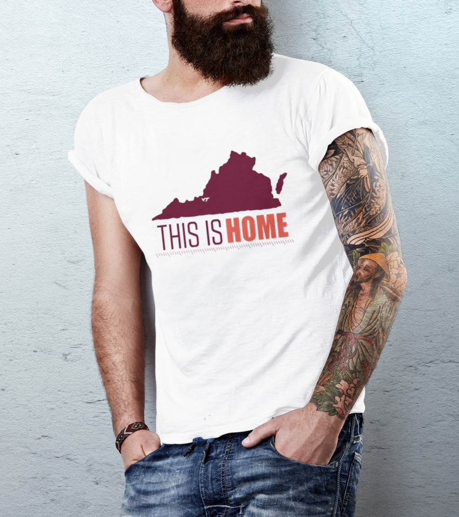 Virginia Tech Football This Is Home Virginia Map T-Shirt