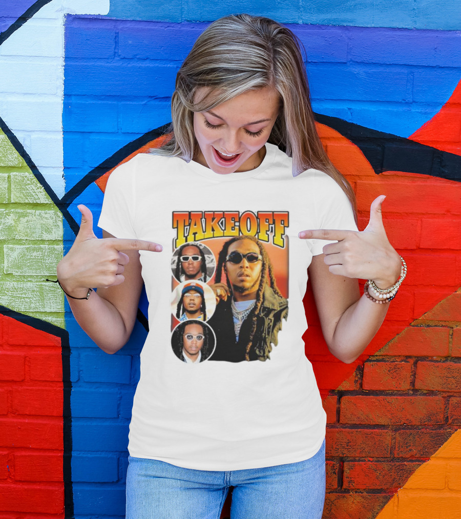Quavo Migos Takeoff Rapper Tribute Circular Portraits T-Shirt