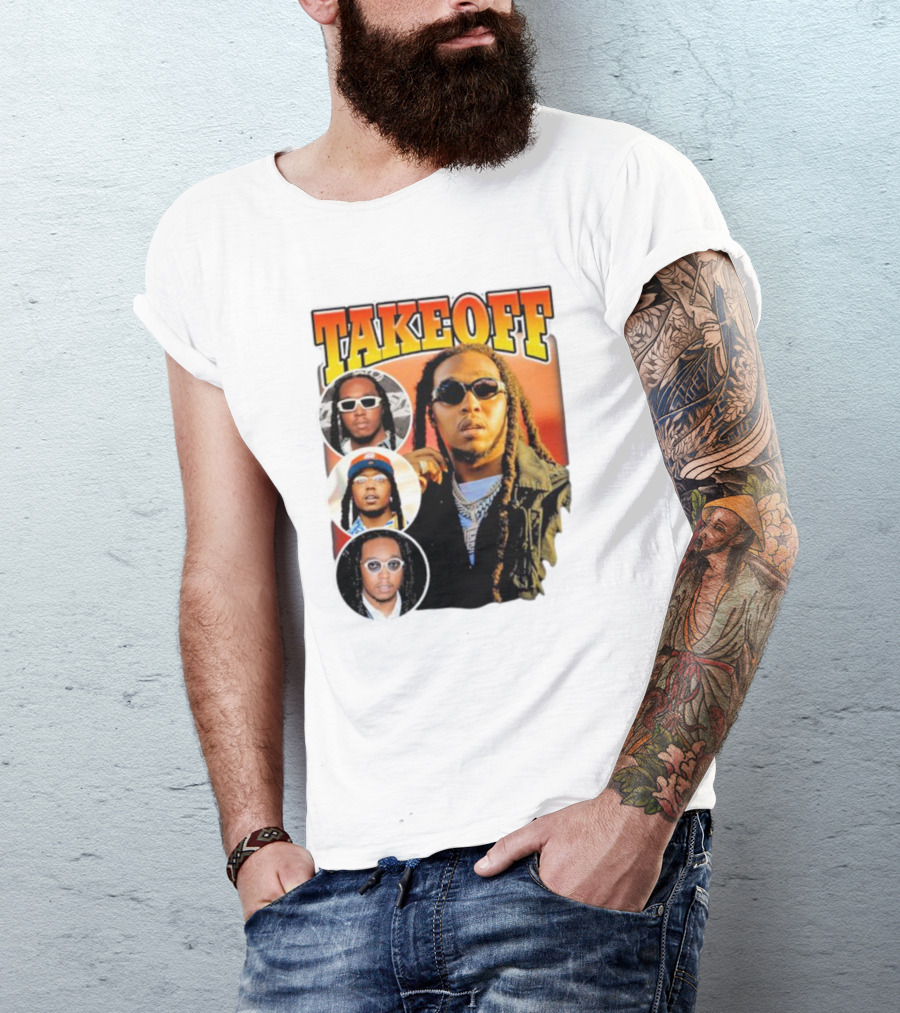 Quavo Migos Takeoff Rapper Tribute Circular Portraits T-Shirt