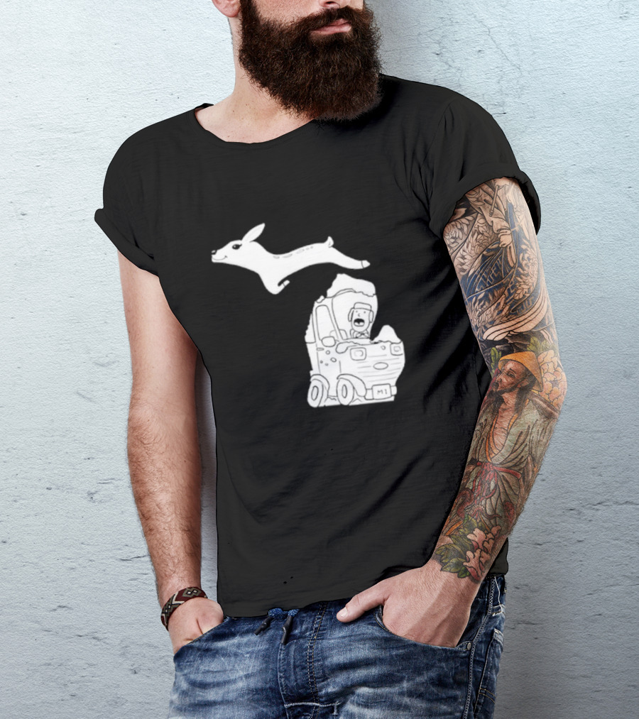 Michigan M1 Deer Leap Over Car T-Shirt
