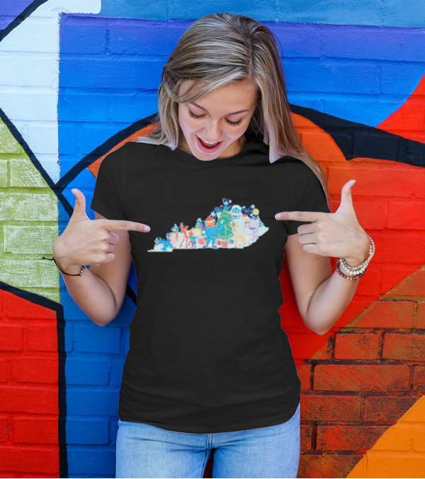 Misfit Kentuckians Christmas Characters Kentucky Map T-Shirt