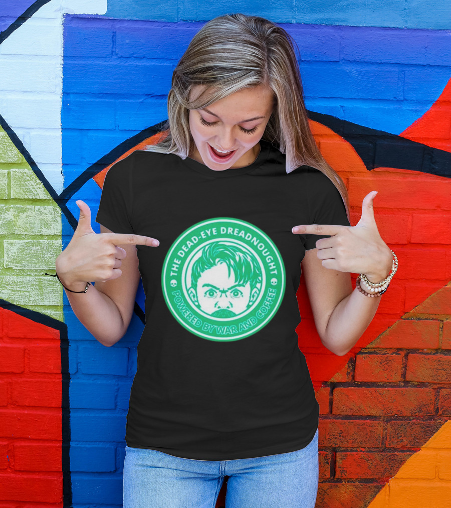 The Dead-Eye Dreadnought Powered By War And Coffee Iconic Emblem T-Shirt