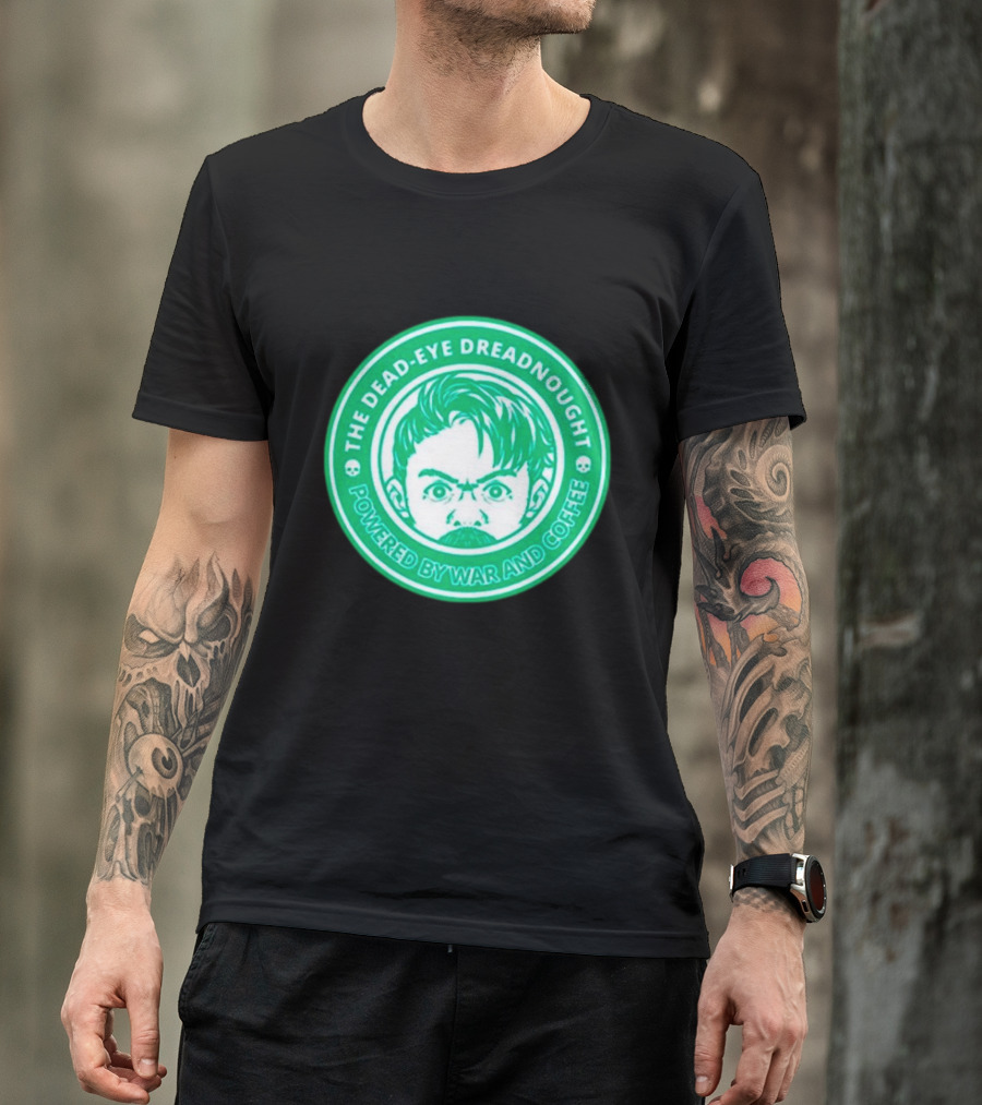 The Dead-Eye Dreadnought Powered By War And Coffee Iconic Emblem T-Shirt