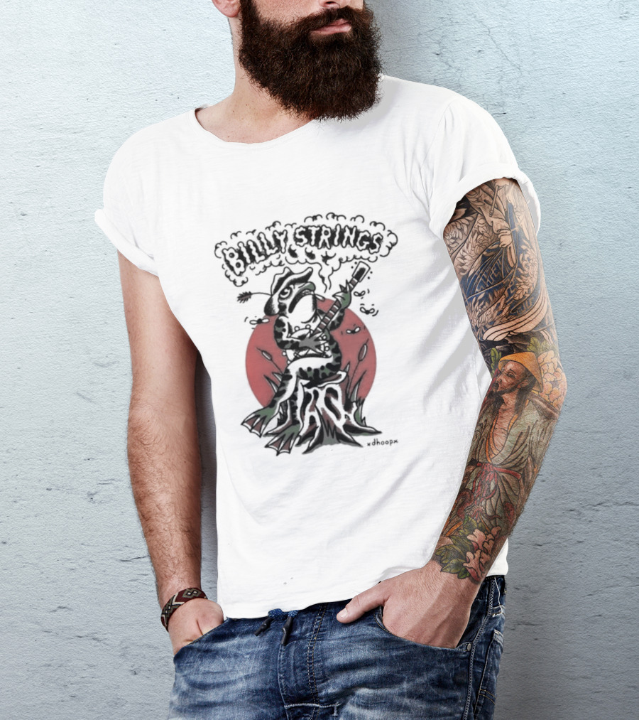 Billy Strings Frog With Guitar And Red Background By V.dhoopn T-Shirt