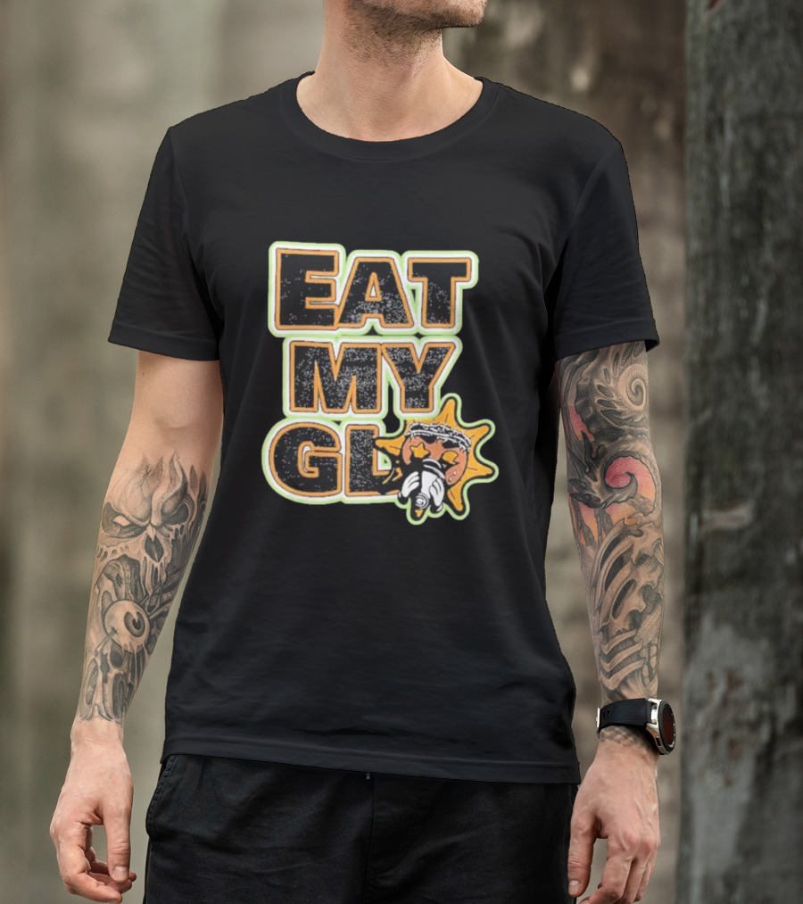 EAT MY GLO Sun Cartoon Eating Globe T-Shirt