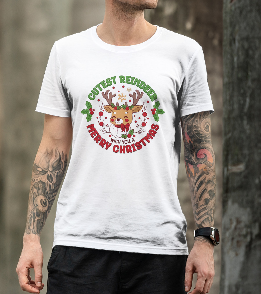 Cutest Reindeer Wish You A Merry Christmas T-Shirt