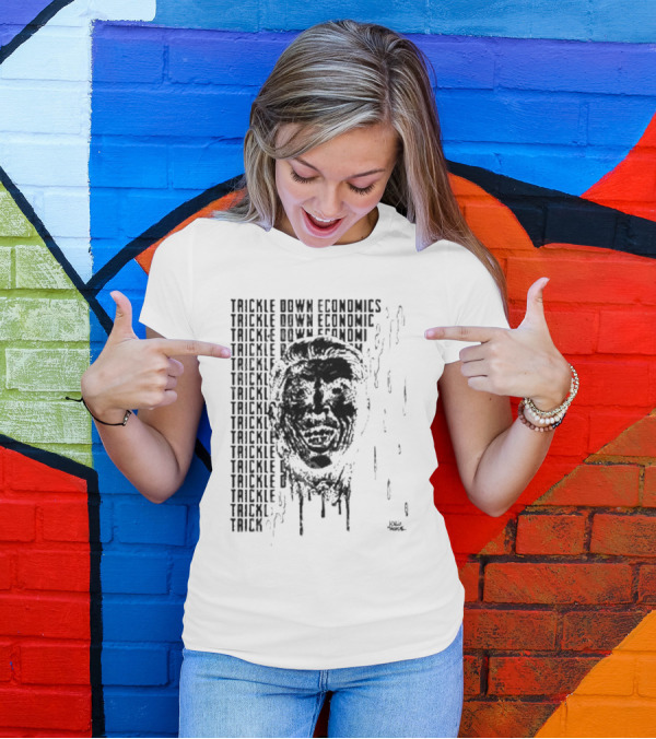 Punkwithacamera Trickle Down Economics Repeated Typography Dripping Face T-Shirt
