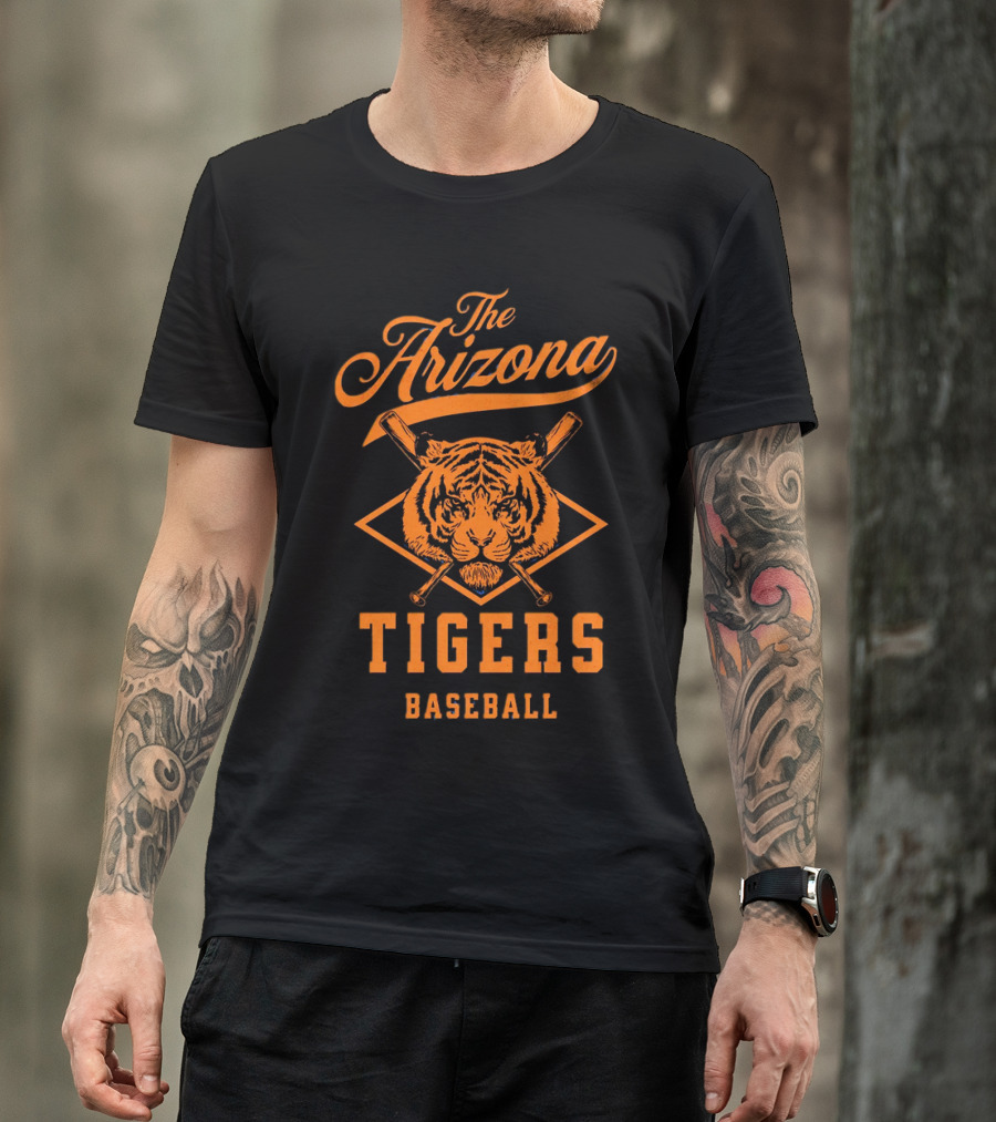 The Arizona Tigers Baseball Team Logo With Crossed Bats And Tiger Head T-Shirt