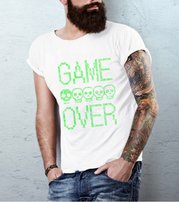 GAME OVER Pixel Skull T-Shirt