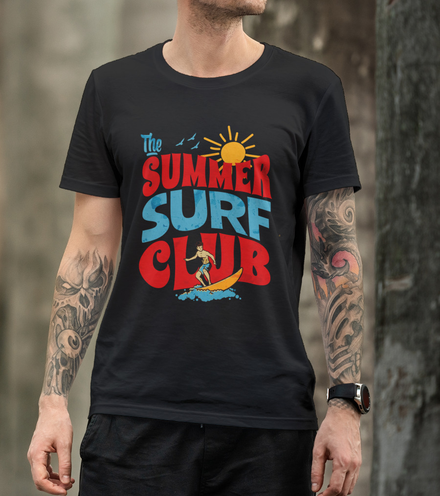 The Summer Surf Club Sun Surfing Retro Typography T-Shirt