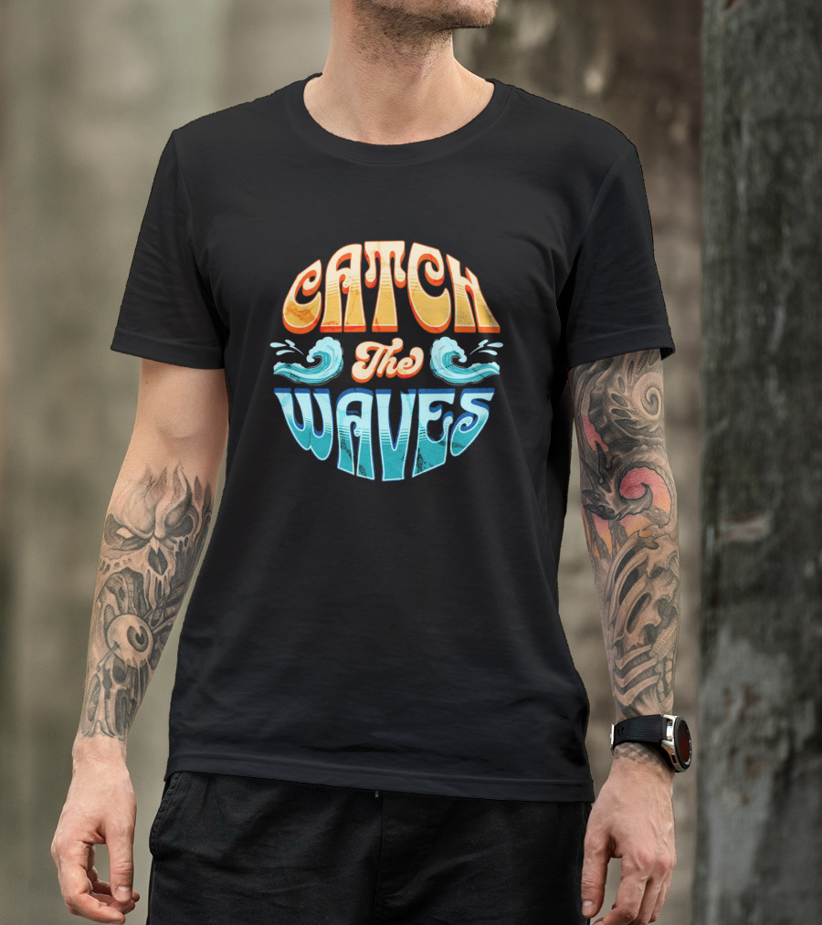 Catch The Waves Vibe Retro Beach T-Shirt