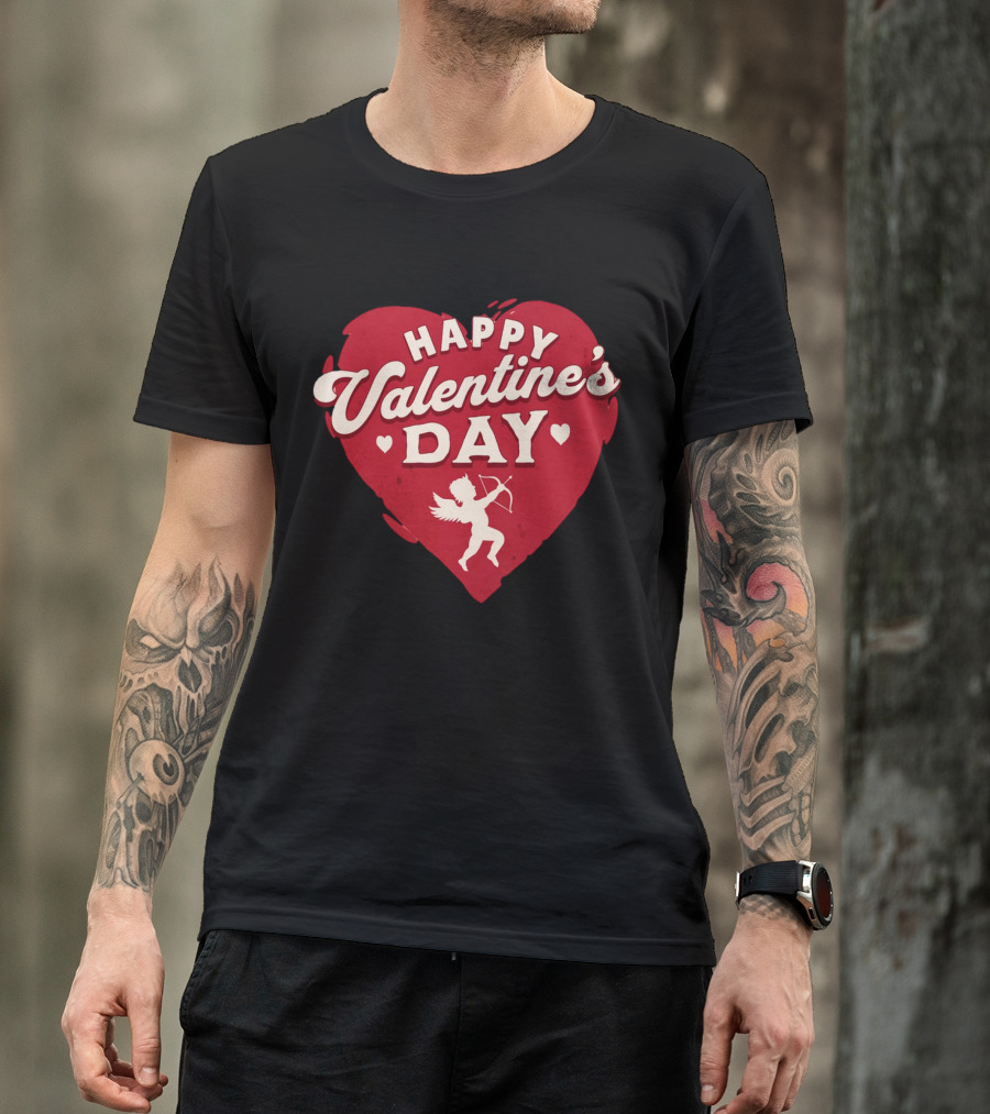 Happy Valentine's Day Cupid Heart With Arrow T-Shirt