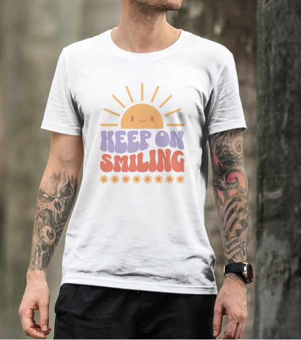 Keep On Smiling Sunburst Flowers T-Shirt