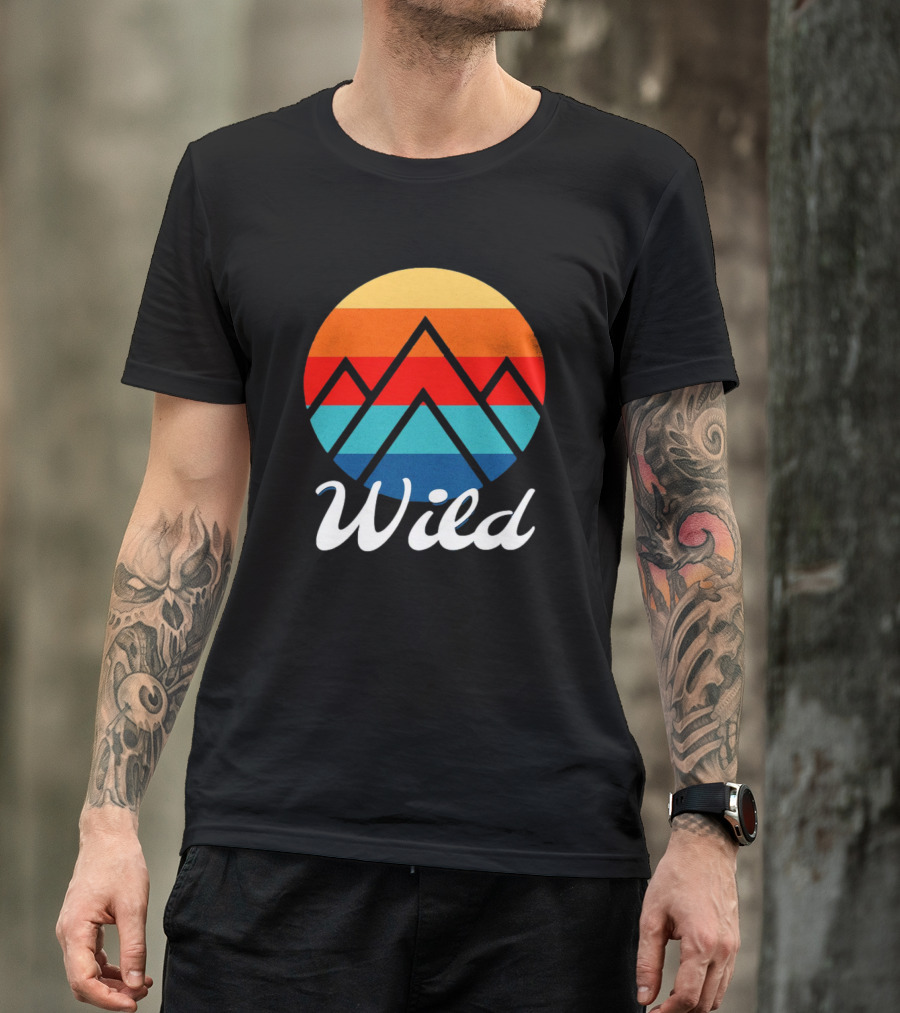 Wild Minimalistic Mountains Retro Circle Stripes T-Shirt