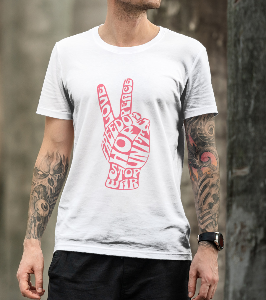 Peace Love Freedom Unity Hope Stop War 60s Challenge T-Shirt