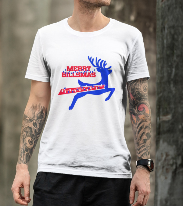 Merry Billsmas Reindeer Xmas Lights Buffalo T-Shirt