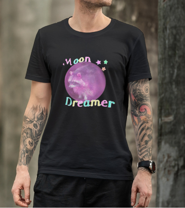 Moon Dreamer Raccoon Pastel Stars T-Shirt