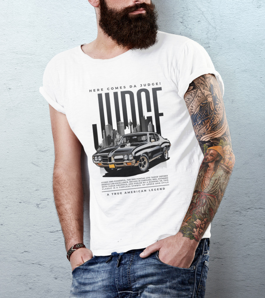 Pontiac Judge Muscle Car Iconic Roaring Classic City Skyline T-Shirt