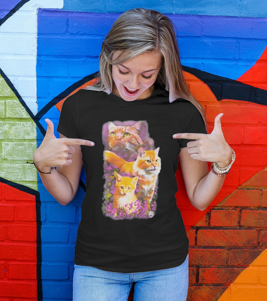 Opticgaming Scump Cat Trio Among Blossoms T-Shirt