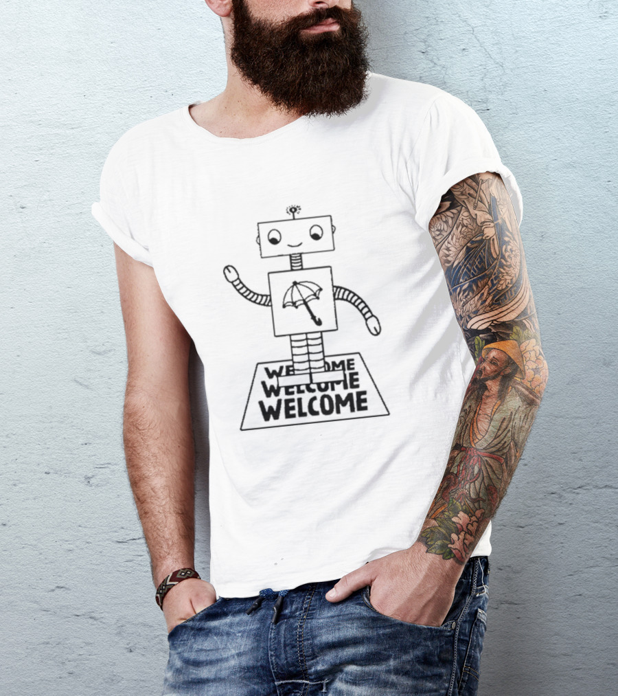 Armchair Expert Podcast Robot Welcome Umbrella T-Shirt