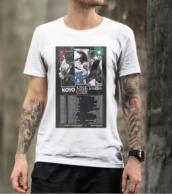 Koyo One Step Closer Anxious 2024 Tour February 23 To March 23 Concert Dates Life's Question Stateside Tour Locations T-Shirt