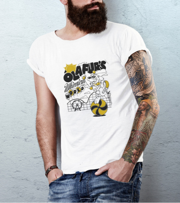 OLAFUR'S Whimsical World Amusement Adventure Design With Iconic Puppy And Ferris Wheel T-Shirt