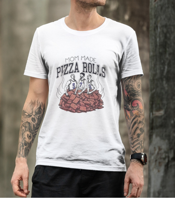 Mom Made Pizza Rolls Basketball Trio On Pizza Pile T-Shirt