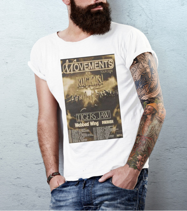 Movements 2024 Tour Ruckus Tigers Jaw Webbed Wing Pherish T-Shirt