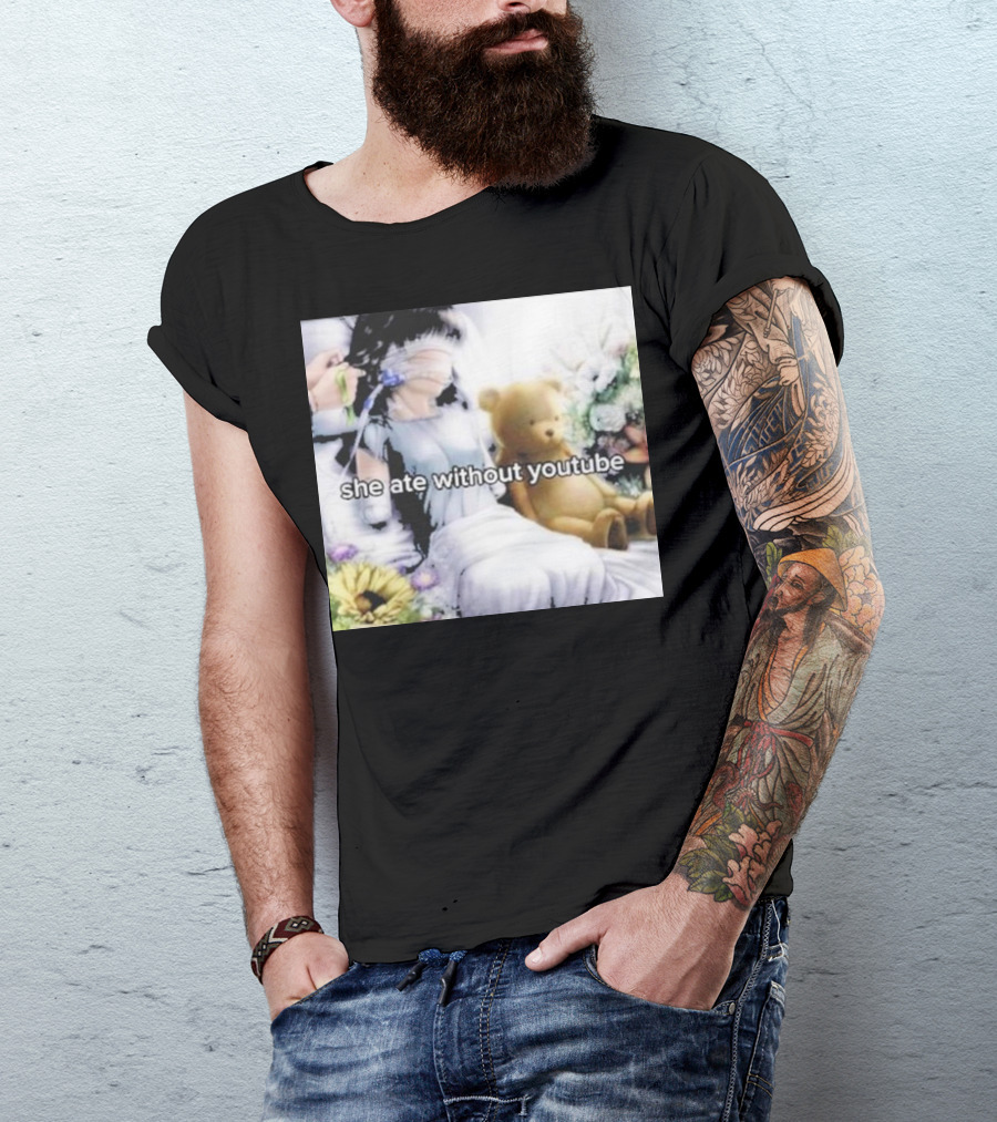 She Ate Without YouTube Floral Teddy Bear Aesthetic T-Shirt