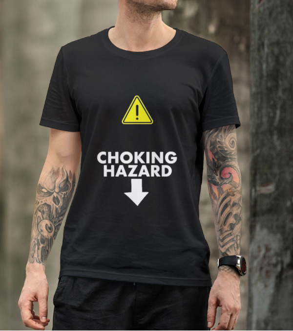Warning Symbol Choking Hazard Downward Arrow T-Shirt