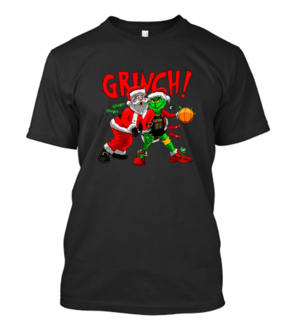 Grinch Kobe 24 Vs Santa Funny Basketball Christmas T-Shirt
