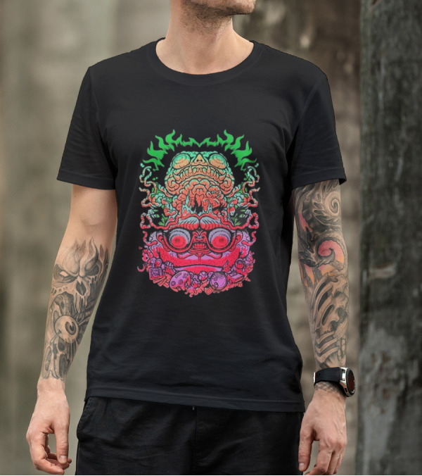 Papa Meat Psychedelic Skull Monster Stack T-Shirt