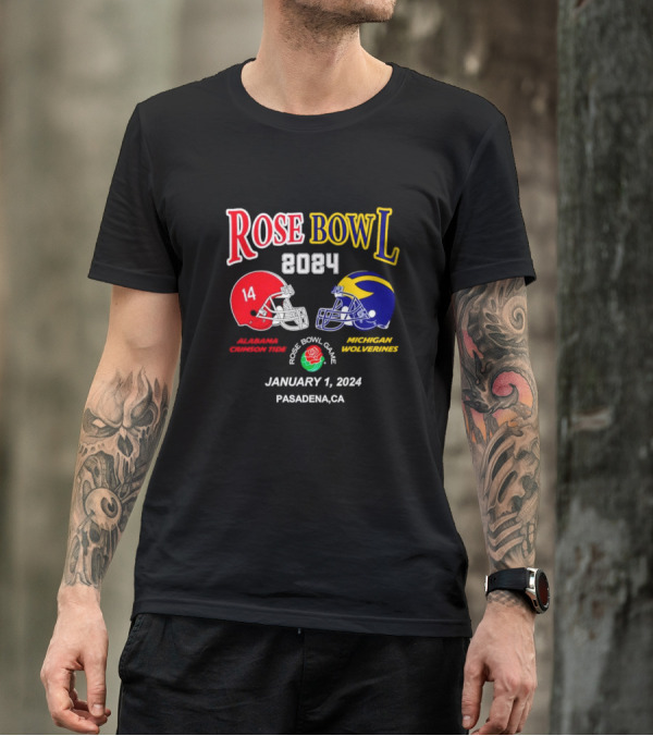 Rose Bowl 2024 Alabama Crimson Tide Vs Michigan Wolverines January 1 Pasadena CA T-Shirt