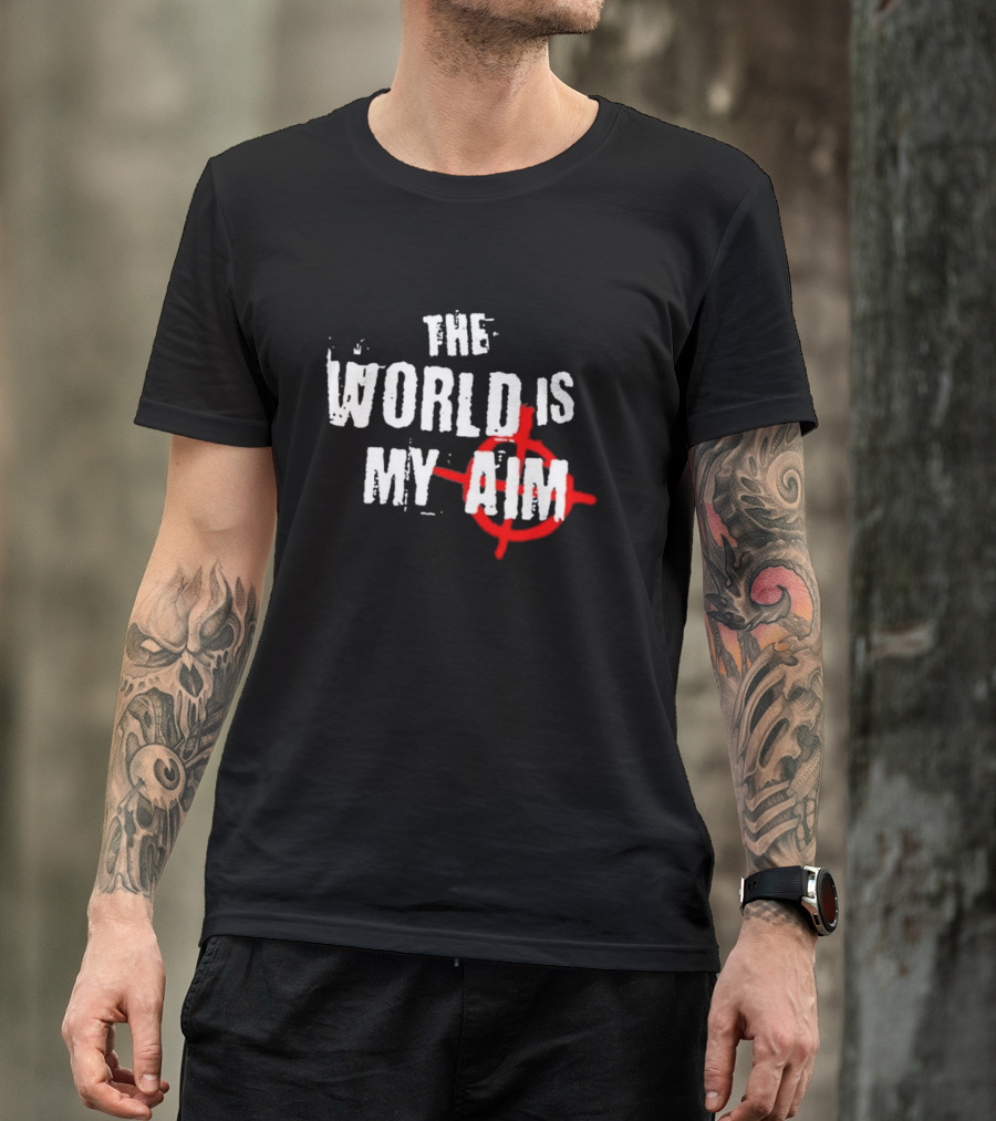 The World Is My Aim Vintage Black And White With Red Target Circle T-Shirt