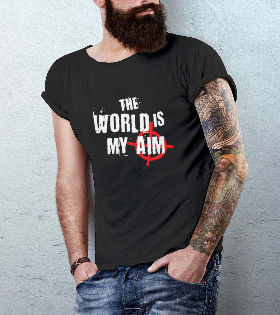 The World Is My Aim Vintage Black And White With Red Target Circle T-Shirt