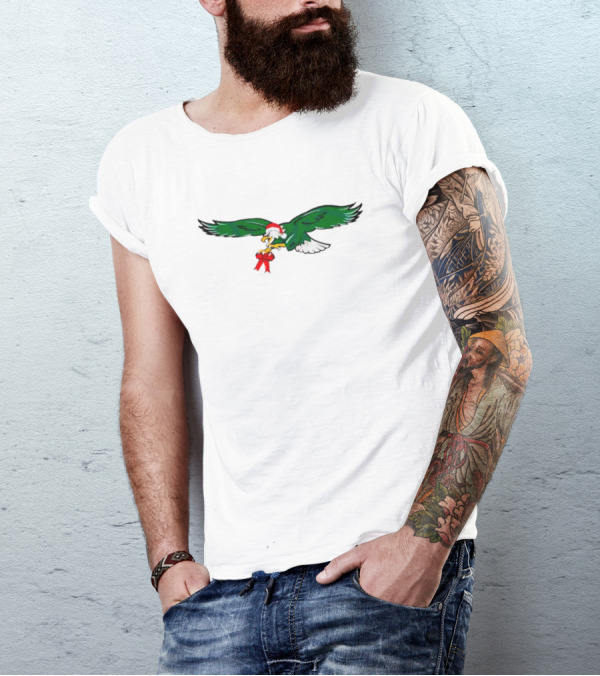 Philadelphia Eagles Christmas Santa Hat Football T-Shirt