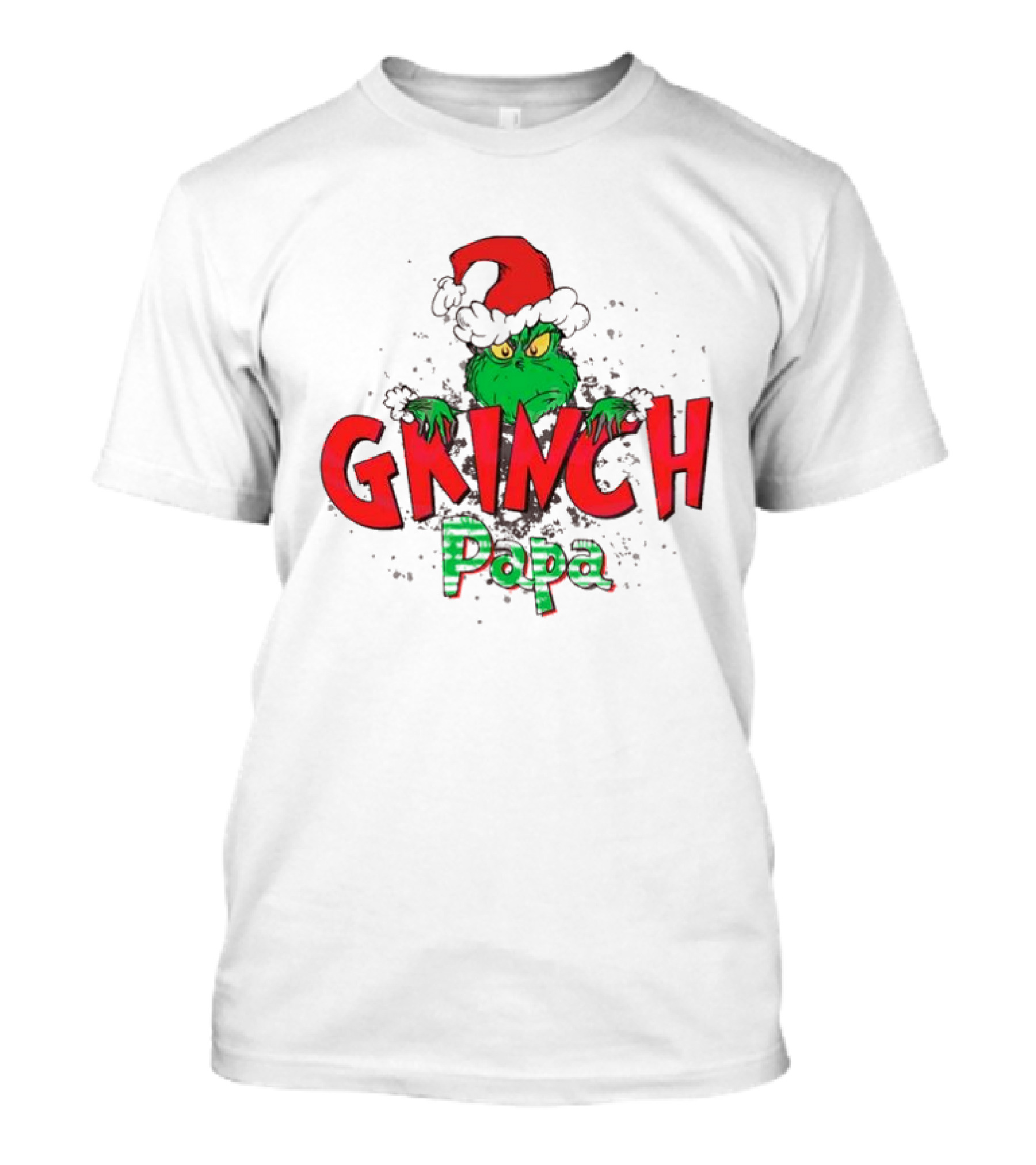 Grinch Papa Santa Hat Christmas T-Shirt