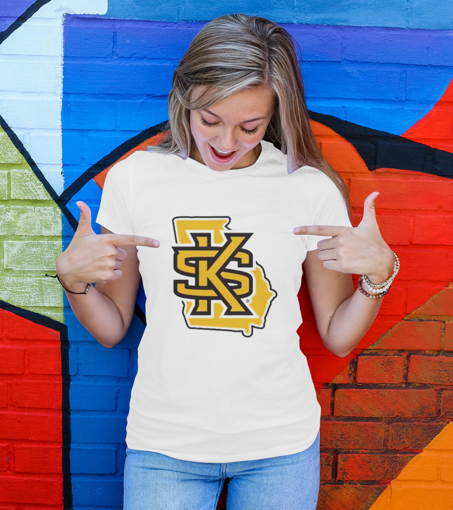 KSU Athletics Black And Gold Georgia Map T-Shirt